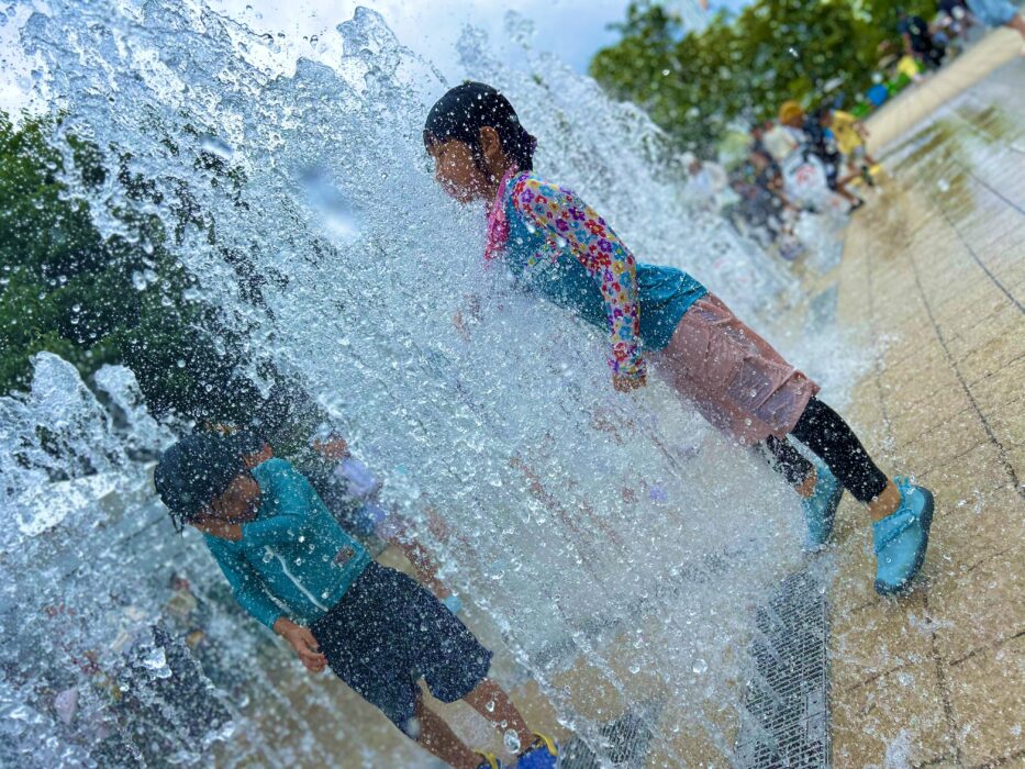 オアシスパークで水遊び